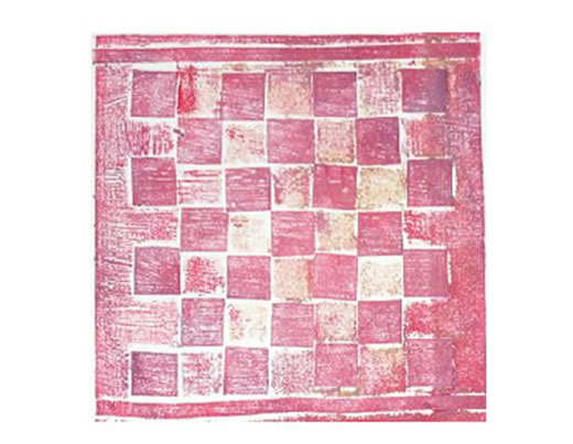 Collograph of a checker board - rustic touch